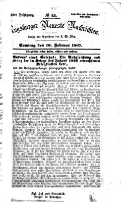 Augsburger neueste Nachrichten Sonntag 10. Februar 1867