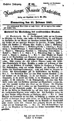 Augsburger neueste Nachrichten Donnerstag 21. Februar 1867