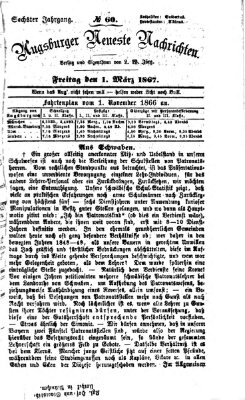 Augsburger neueste Nachrichten Freitag 1. März 1867