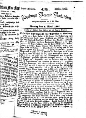 Augsburger neueste Nachrichten Montag 8. April 1867