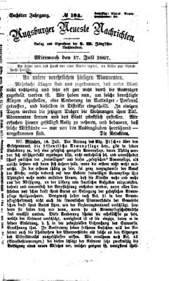 Augsburger neueste Nachrichten Mittwoch 17. Juli 1867