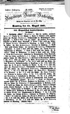 Augsburger neueste Nachrichten Samstag 24. August 1867