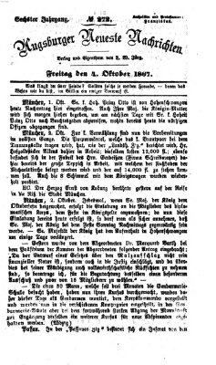 Augsburger neueste Nachrichten Freitag 4. Oktober 1867