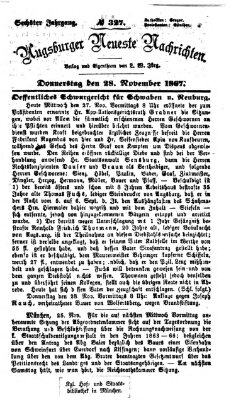 Augsburger neueste Nachrichten Donnerstag 28. November 1867