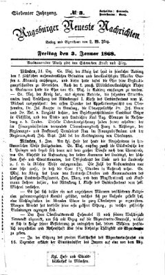 Augsburger neueste Nachrichten Freitag 3. Januar 1868