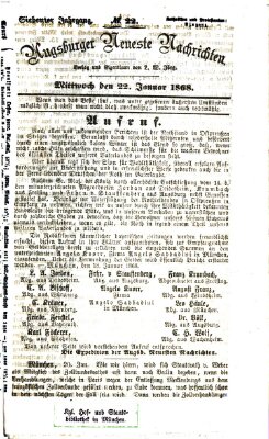 Augsburger neueste Nachrichten Mittwoch 22. Januar 1868