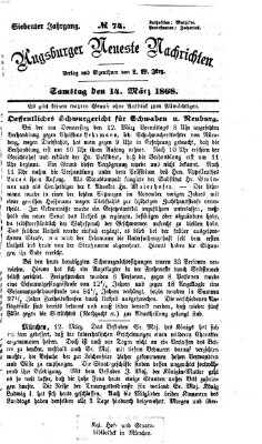 Augsburger neueste Nachrichten Samstag 14. März 1868