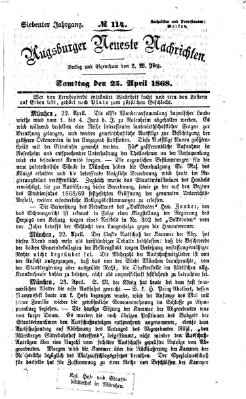 Augsburger neueste Nachrichten Samstag 25. April 1868