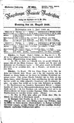 Augsburger neueste Nachrichten Sonntag 16. August 1868