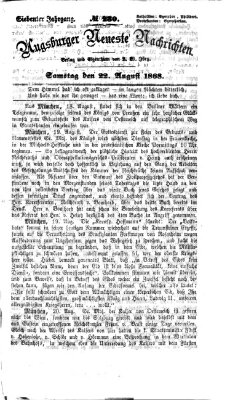Augsburger neueste Nachrichten Samstag 22. August 1868