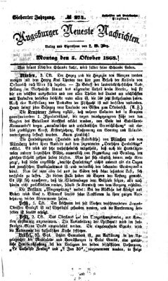 Augsburger neueste Nachrichten Montag 5. Oktober 1868