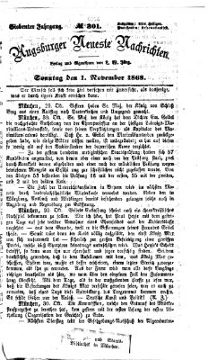 Augsburger neueste Nachrichten Sonntag 1. November 1868