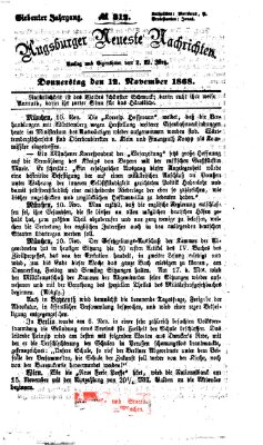 Augsburger neueste Nachrichten Donnerstag 12. November 1868