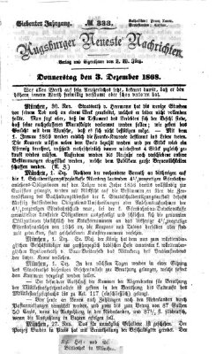 Augsburger neueste Nachrichten Donnerstag 3. Dezember 1868