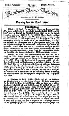 Augsburger neueste Nachrichten Sonntag 18. April 1869