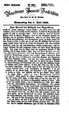 Augsburger neueste Nachrichten Donnerstag 3. Juni 1869