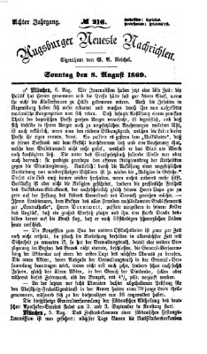 Augsburger neueste Nachrichten Sonntag 8. August 1869