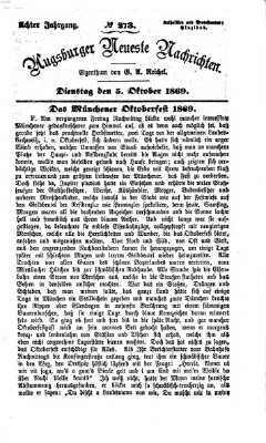Augsburger neueste Nachrichten Dienstag 5. Oktober 1869