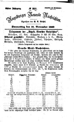 Augsburger neueste Nachrichten Donnerstag 18. November 1869