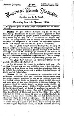 Augsburger neueste Nachrichten Samstag 29. Januar 1870