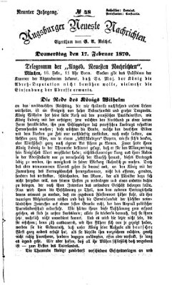 Augsburger neueste Nachrichten Donnerstag 17. Februar 1870