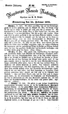 Augsburger neueste Nachrichten Donnerstag 24. Februar 1870
