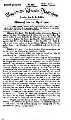 Augsburger neueste Nachrichten Mittwoch 27. April 1870