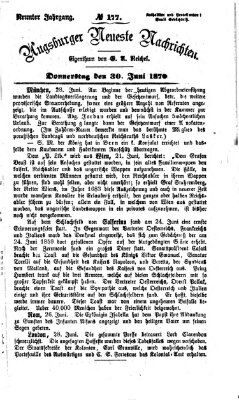 Augsburger neueste Nachrichten Donnerstag 30. Juni 1870