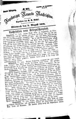 Augsburger neueste Nachrichten Mittwoch 3. August 1870