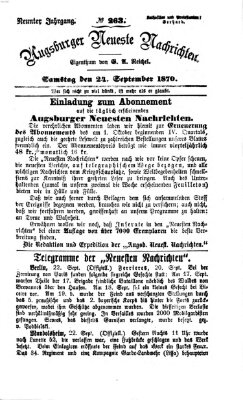 Augsburger neueste Nachrichten Samstag 24. September 1870
