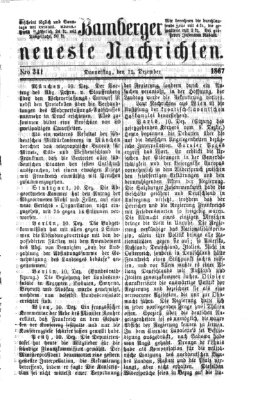 Bamberger neueste Nachrichten Donnerstag 12. Dezember 1867