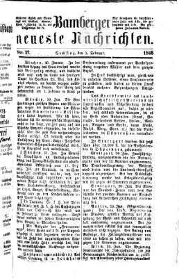 Bamberger neueste Nachrichten Samstag 1. Februar 1868