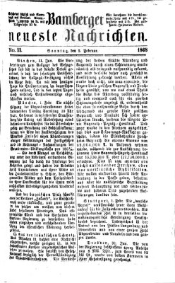 Bamberger neueste Nachrichten Sonntag 2. Februar 1868