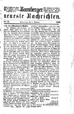 Bamberger neueste Nachrichten Montag 3. Februar 1868