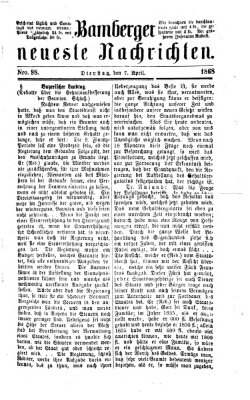Bamberger neueste Nachrichten Dienstag 7. April 1868