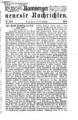 Bamberger neueste Nachrichten Samstag 22. August 1868