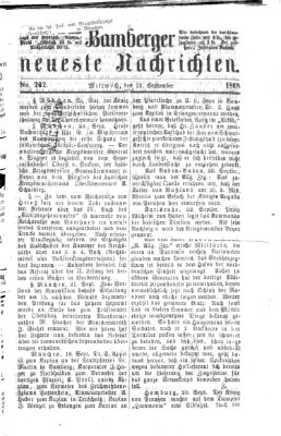 Bamberger neueste Nachrichten Mittwoch 23. September 1868