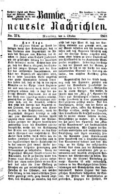 Bamberger neueste Nachrichten Montag 5. Oktober 1868
