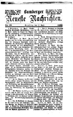 Bamberger neueste Nachrichten Samstag 17. April 1869