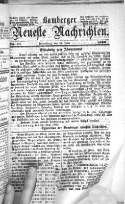 Bamberger neueste Nachrichten Dienstag 29. Juni 1869