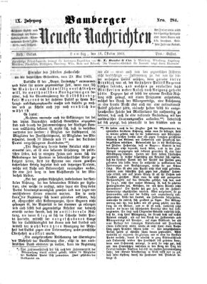 Bamberger neueste Nachrichten Samstag 16. Oktober 1869