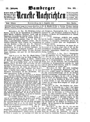 Bamberger neueste Nachrichten Donnerstag 2. Dezember 1869