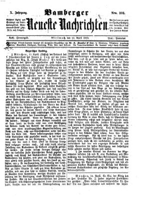Bamberger neueste Nachrichten Mittwoch 13. April 1870
