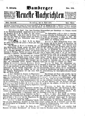 Bamberger neueste Nachrichten Samstag 16. April 1870