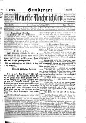 Bamberger neueste Nachrichten Sonntag 7. August 1870