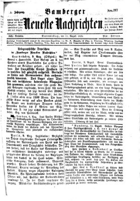 Bamberger neueste Nachrichten Donnerstag 11. August 1870