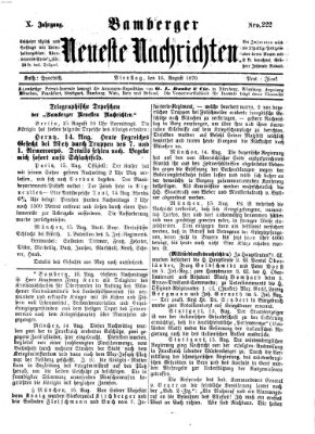 Bamberger neueste Nachrichten Dienstag 16. August 1870