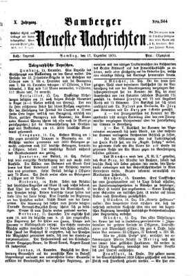 Bamberger neueste Nachrichten Samstag 17. Dezember 1870