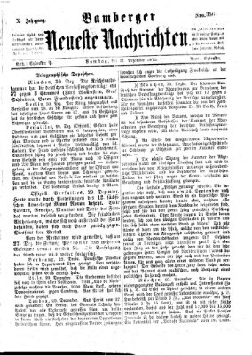 Bamberger neueste Nachrichten Samstag 31. Dezember 1870