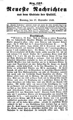 Neueste Nachrichten aus dem Gebiete der Politik (Münchner neueste Nachrichten) Sonntag 17. September 1848